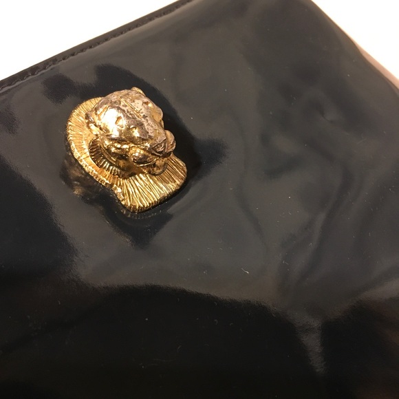 Vintage Ruth Saltz Patent Leather Hinged Opening Cougar pull Tab Navy Blue - Picture 6 of 12